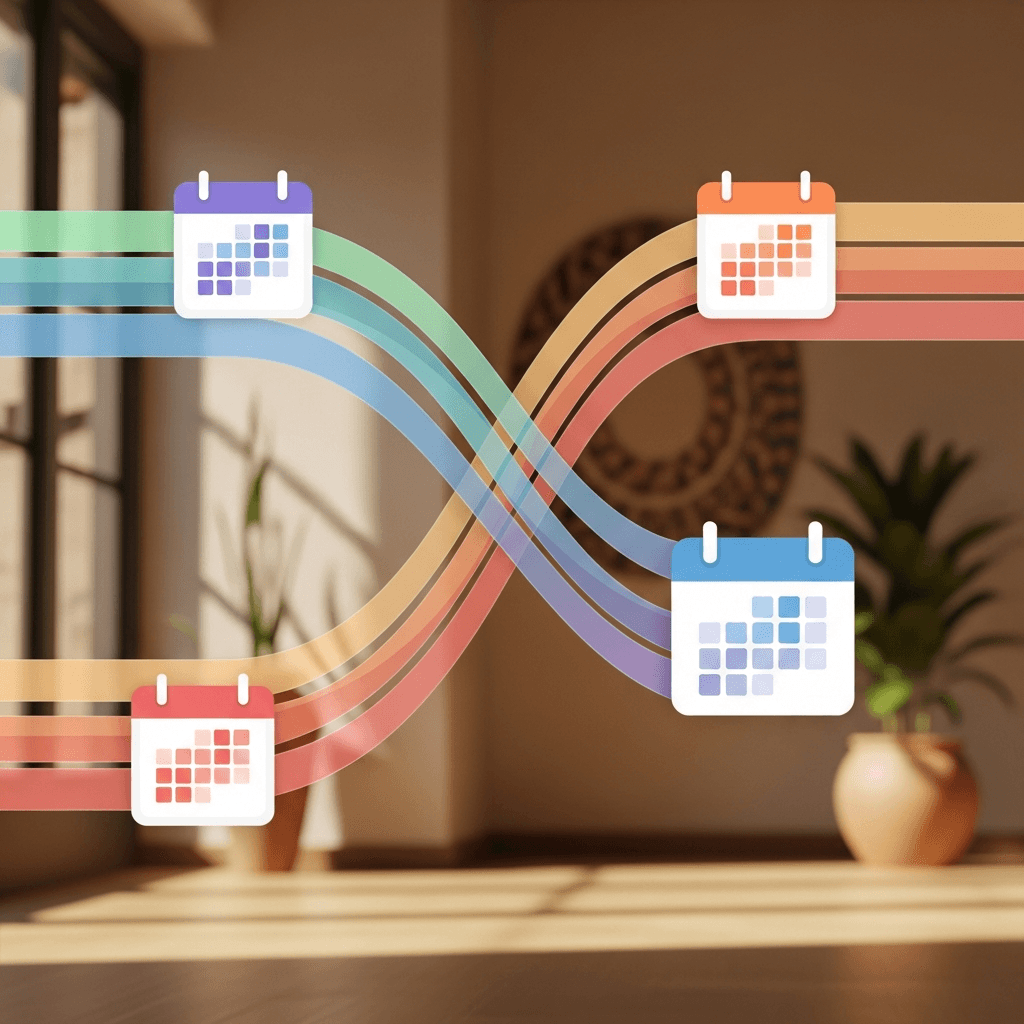Diagrama de varias plataformas sincronizadas en un calendario central