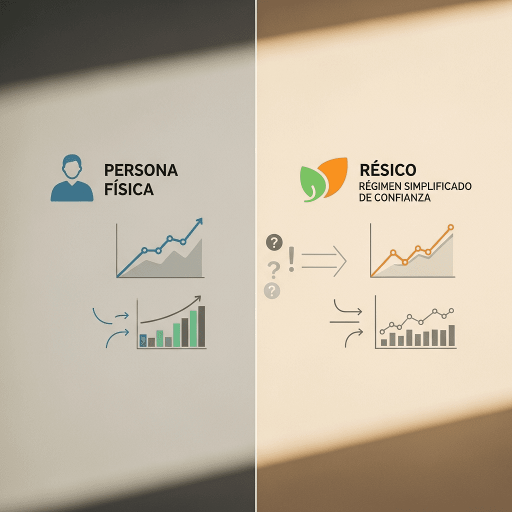 Comparativa visual de régimen fiscal: persona física vs RESICO