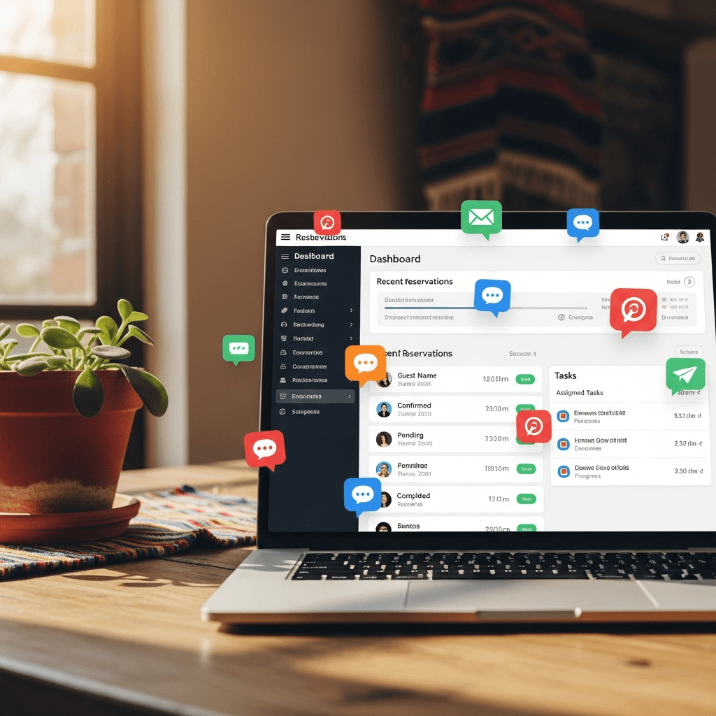 Tablero del dashboard de Rentivo mostrando reservas y tareas creadas desde WhatsApp