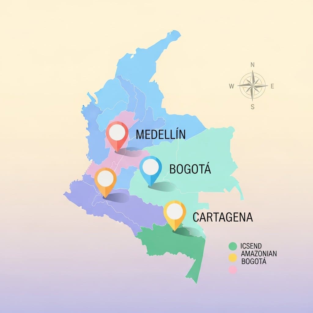 Mapa de Colombia con regulaciones por ciudad para arriendo temporal